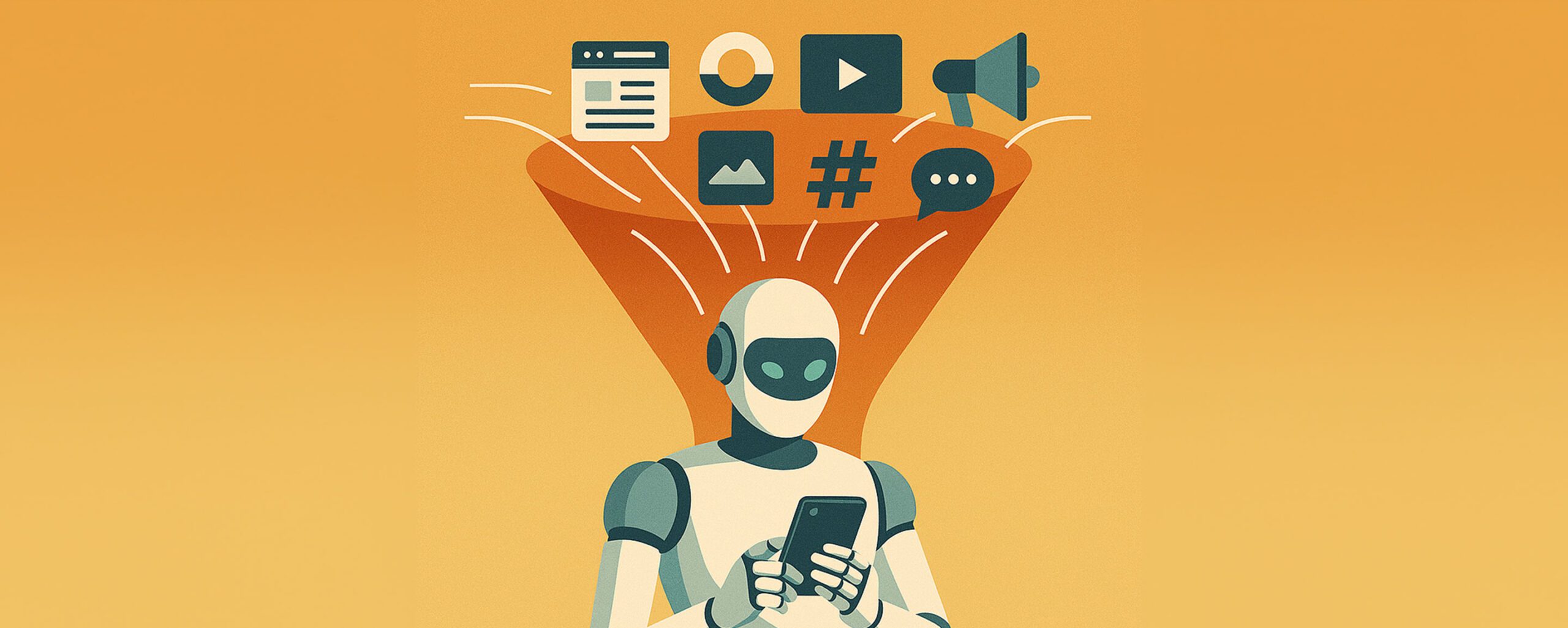 Robot looking at smart phone
